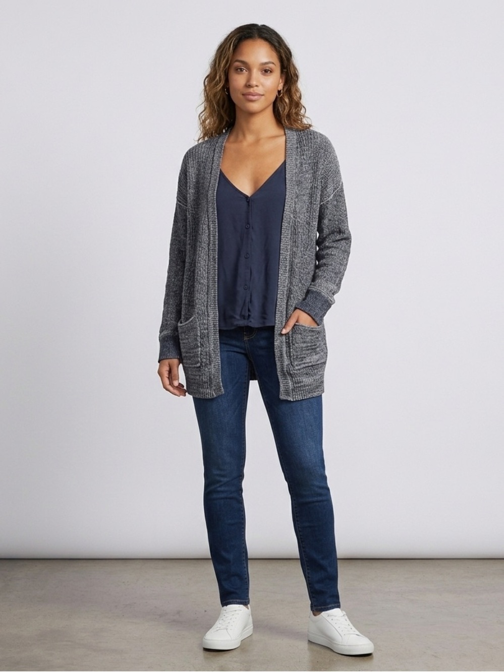 Lululemon Knit Cardigan Sweater Blouse Combo Athleisure Business Casual Blue
